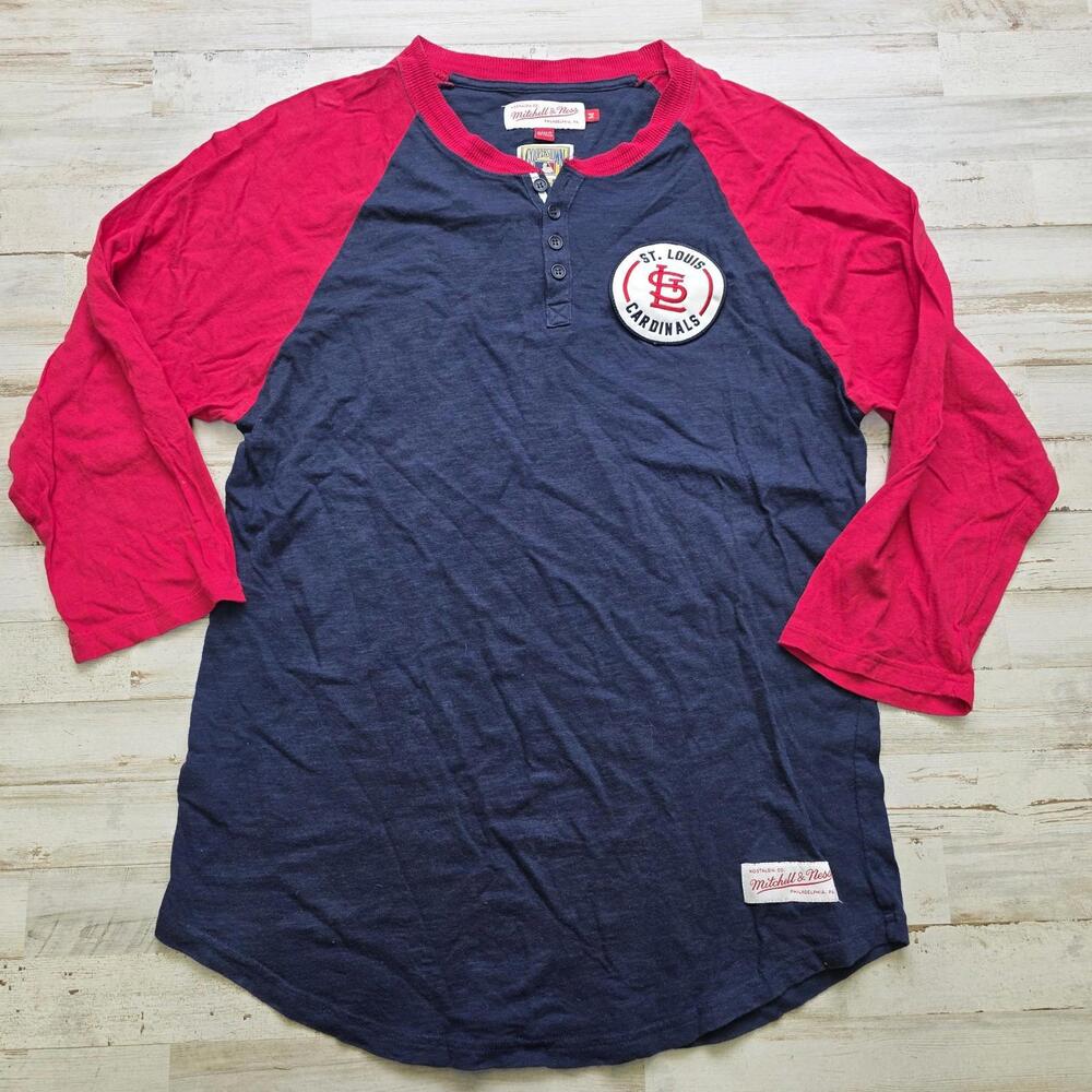 Mitchell Ness St Louis Cardinals Cooperstown Collection Raglan 1/2 Sleeve M Tee